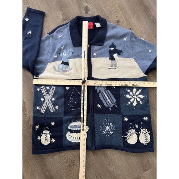 Northcrest Cardigan Sweater Women's 2XL Wool Blend Ski Holiday Lodge Snowman - Picture 3 of 11